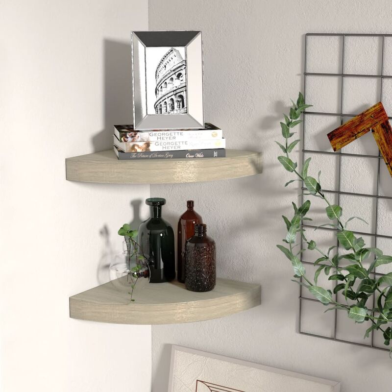 

Estante flotante esquina 2 uds color roble MDF 25x25x3,8cm - Marrón
