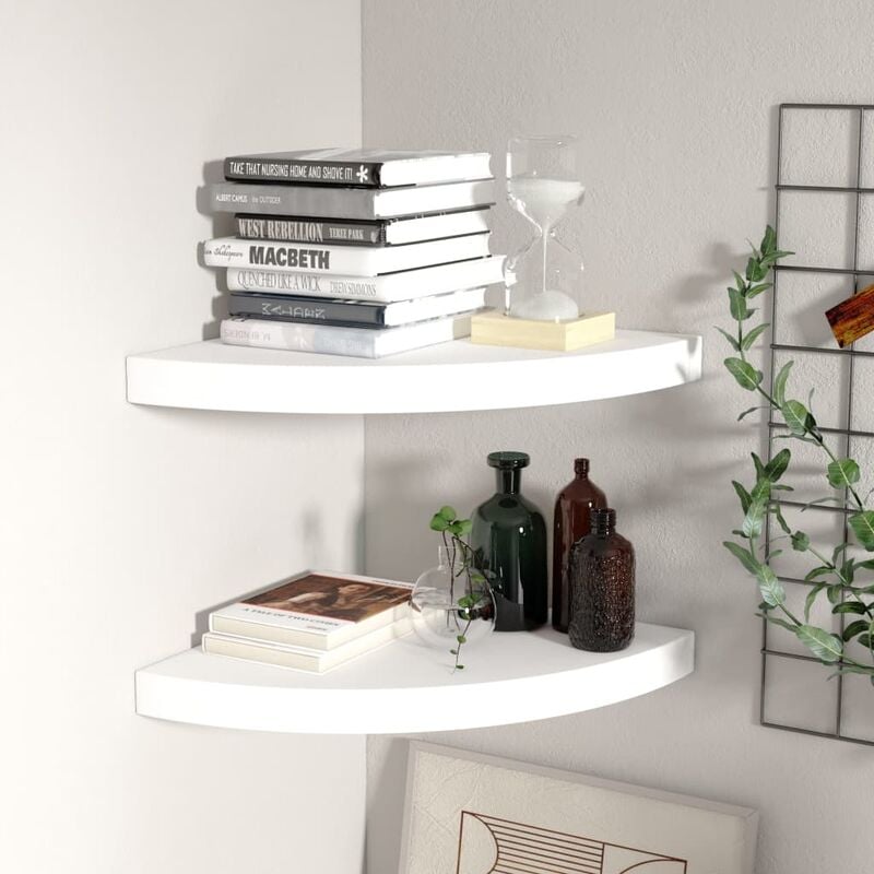 

Estante flotante esquina 2 uds MDF blanco 35x35x3,8 cm - Blanco