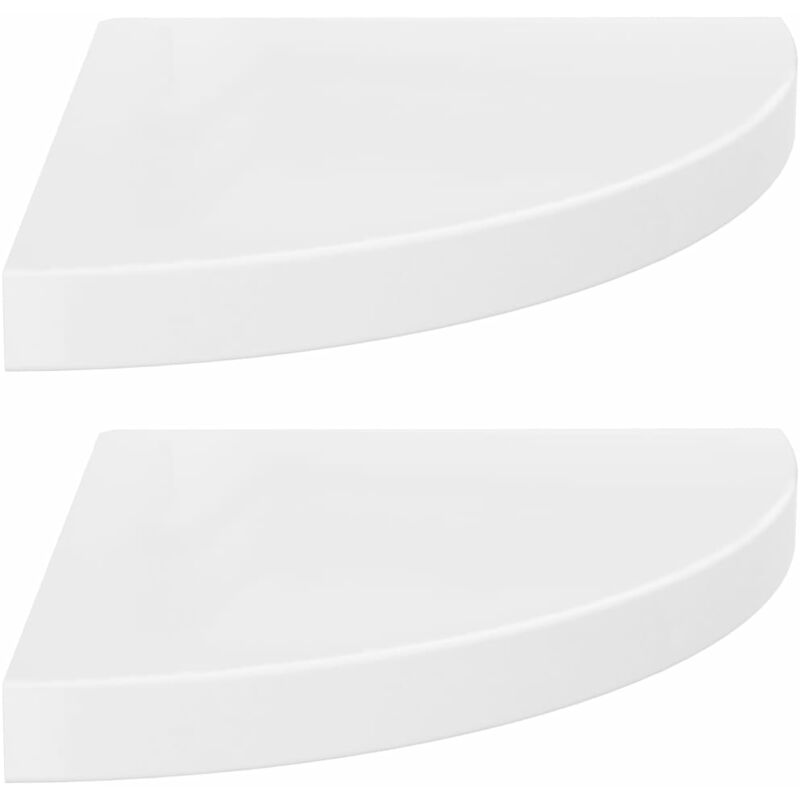 

vidaXL Estante Flotante de Esquina MDF 2 Unidades Blanco Brillo 35x35x3,8 cm - Blanco