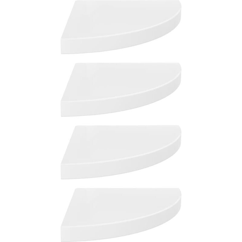 

vidaXL Estante Flotante de Esquina MDF 4 Unidades Blanco Brillo 35x35x3,8 cm - Blanco