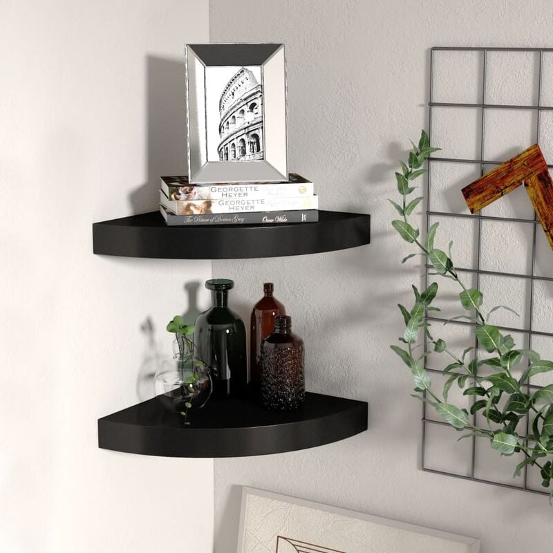 

Estante flotante esquina 2 uds negro MDF 25x25x3,8cm - Negro