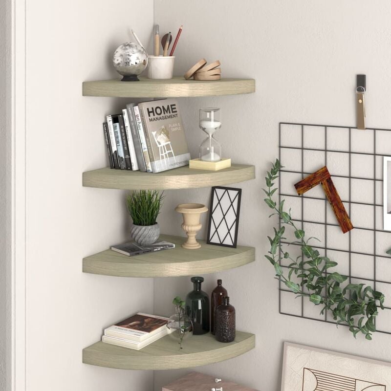 

Youthup - Estante flotante esquina 4 uds MDF color roble 35x35x3,8 cm - Marrón