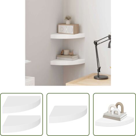 Estante flotante -  Estante flotante de esquina 2 uds MDF blanco 25x25x3,8 cm