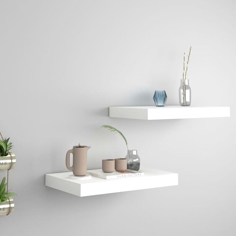 

Estante flotante pared 2 uds blanco MDF 40x23x3,8 cm