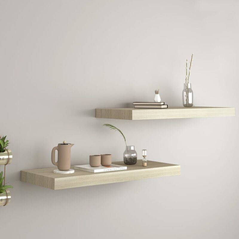 

Estante flotante pared 2 uds color roble MDF 60x23,5x3,8 cm - Marrón