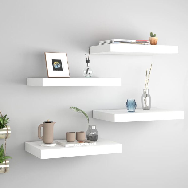 

Estante flotante pared 4 uds blanco MDF 40x23x3,8 cm