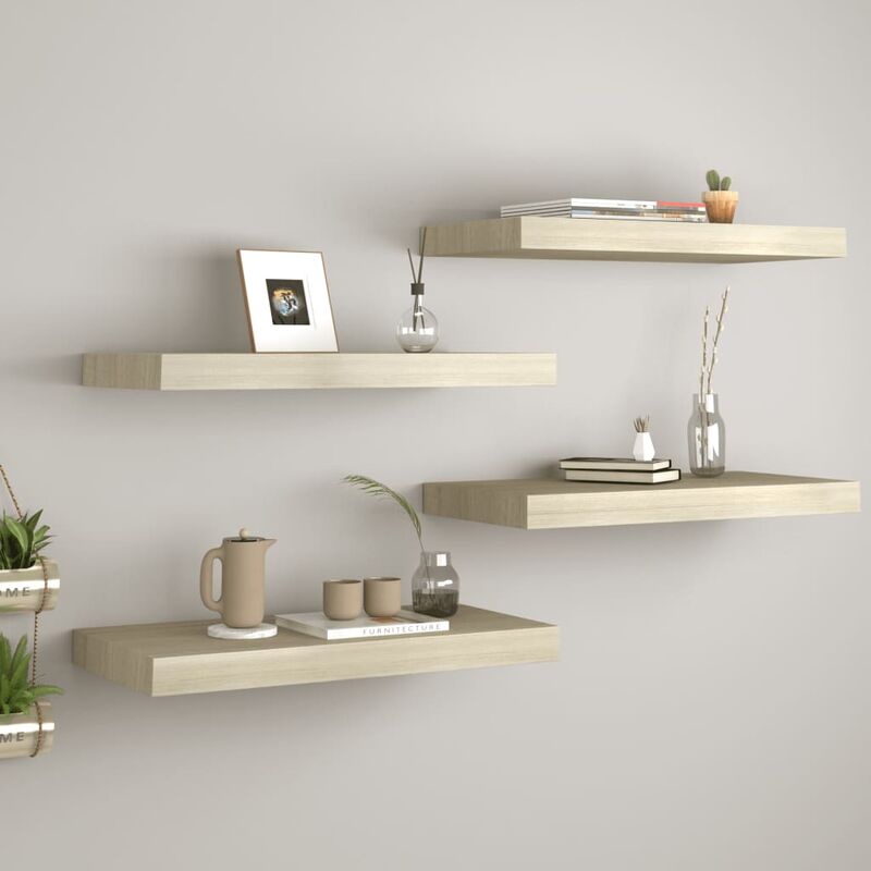 

Estante flotante pared 4 uds color roble MDF 60x23,5x3,8 cm