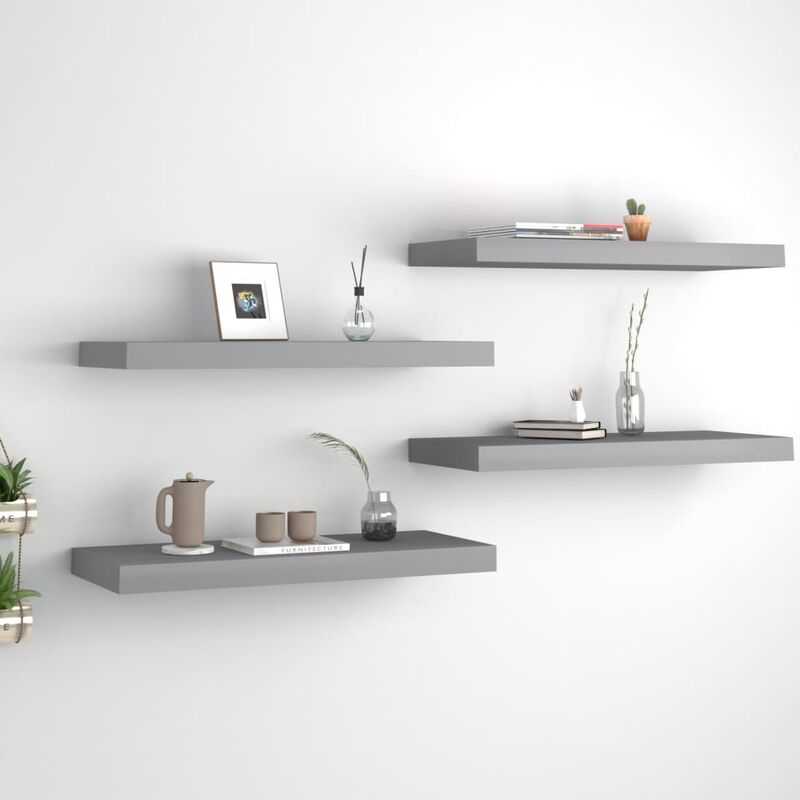 

Youthup - Estante flotante pared 4 uds gris MDF 60x23,5x3,8 cm - Gris