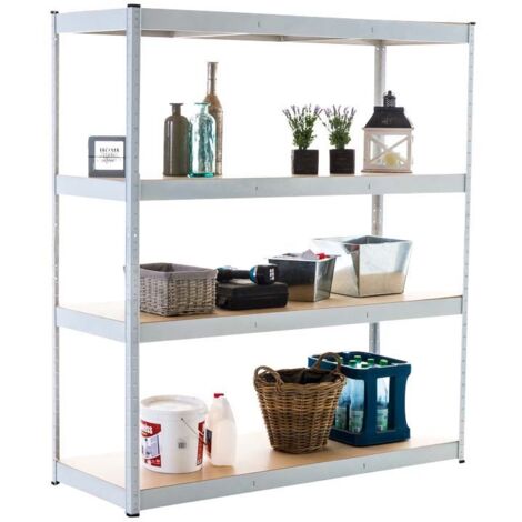 Estante galvanizado para cargas metálicas pesadas 4 niveles blanco 160x60x180cm ETA10072
