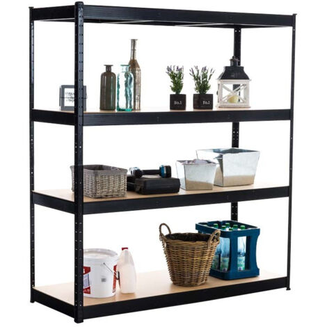 Estante galvanizado para cargas metálicas pesadas 4 niveles negro 160x60x180cm ETA10076