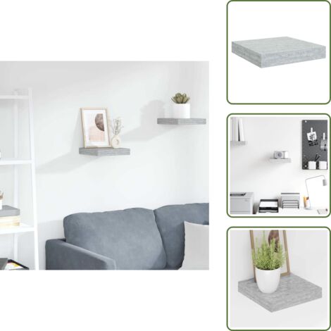 Estante gris hormigón - vidaXL Estante flotante de pared gris hormigón MDF 23x23,5x3,8 cm - Estante de madera