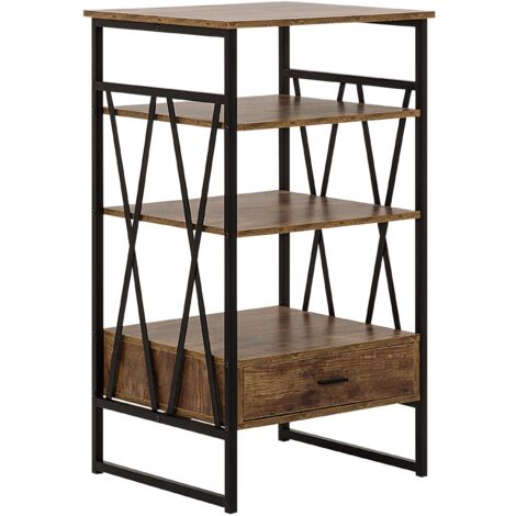 Estante madera oscura negro 101 cm librería mueble TV 3 baldas oficina Keene