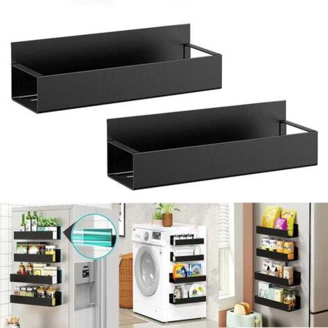 Estante magnético de almacenamiento de 2 piezas, estante lateral para refrigerador, estante magnético con ventosa para refrigerador