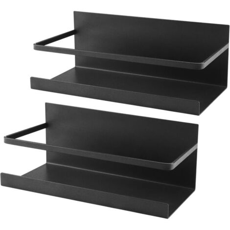 Estante magnético para refrigerador, juego de 2, especiero, organizador de cocina, ahorrador de espacio (negro)
