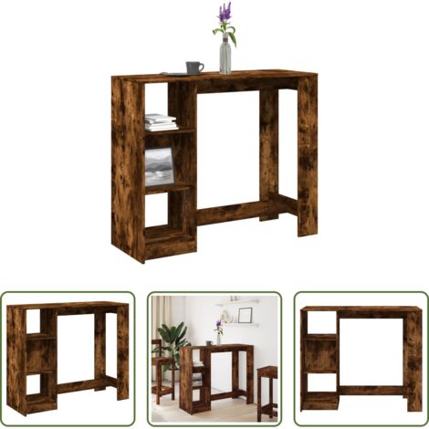 Estante -  Mesa alta con estante roble ahumado 124x46x103,5 cm