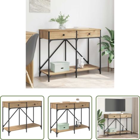 Estante -  Mesa Consola con cajón Roble artesanal 100 x 39 x 78,5 cm