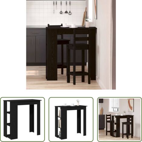 Estante -  Mesa de Bar con estante Roble Negro 102 x 50 x 103,5 cm