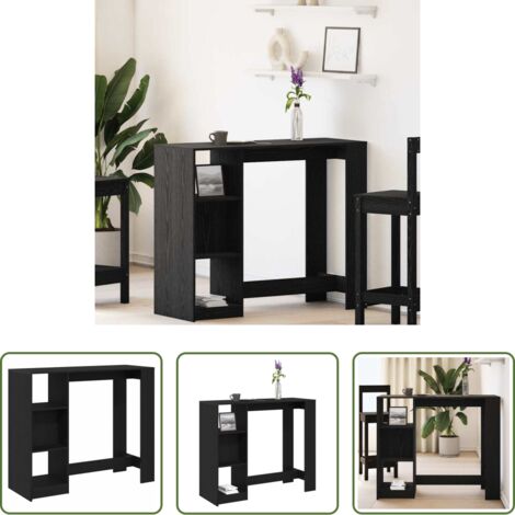 Estante -  Mesa de Bar con estante Roble Negro 124 x 46 x 103.5 cm
