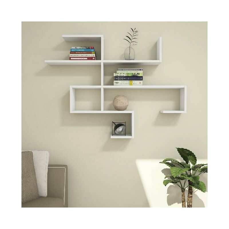 

Estante Mild - Flotante, de Pared, para Libros para Salon, Oficina - Blanco, in Aglomerado Melaminico, PVC, 121,5x22x88,6 cm