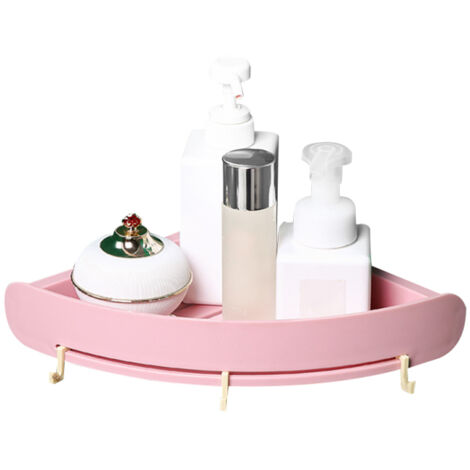 Estante organizador para baño, estante de esquina con cierre a presión, estante de plástico para baño sin perforaciones, soporte de almacenamiento triangular para ducha.