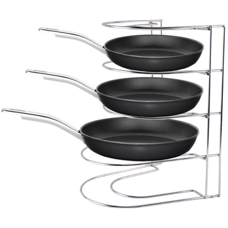 ESTANTE ORGANIZADOR PARA SARTENES Y TAPAS UTENSILIO PARA COCINA ACABADO CROMADO ORDENA TU COCINA DE MANERA SENCILLA MEDIDAS 24 X 23 X 31 CM MENAJE DE COCINA