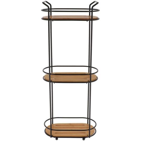 Estante ovalado de alambre con 3 niveles de bambú - bambú negro - Tendance