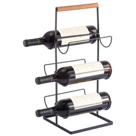 Estante para botellas Diseño industrial Madera y acero ELIE Negro mate MSV