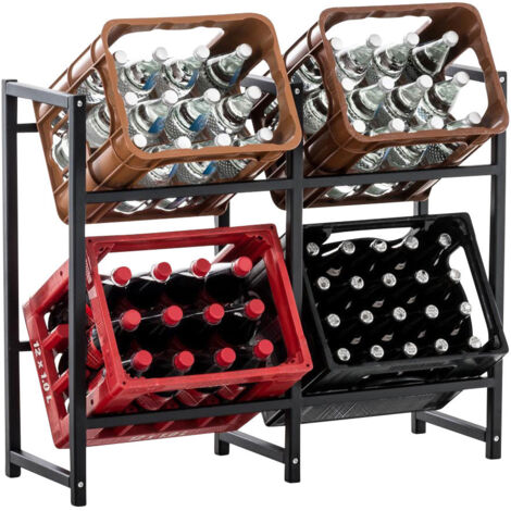 Estante para cajas de bebidas 75x91 cm para 4 cajas soporte de almacenamiento estante independiente de metal negro 100003157