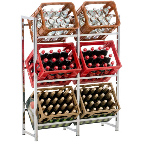 Estante para cajas de bebidas 91x112 cm para 6 cajones estante de soporte con pie en metal cromado 100003215