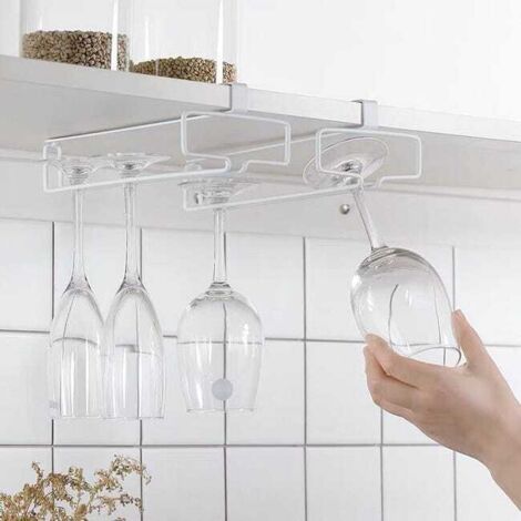 Estante para copas de vino blanco de doble fila, estante para copas colgantes, estante para copas de vino, soporte para colgar copas de vino