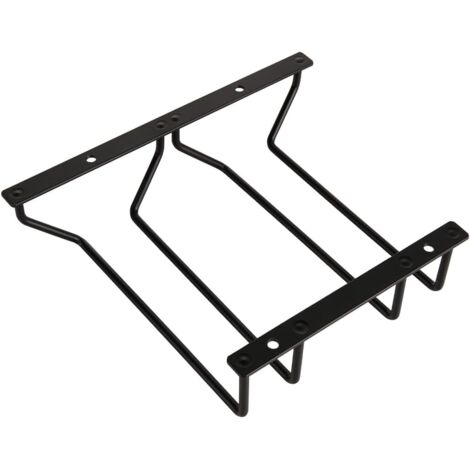 Estante para copas de vino negro de 35 cm para colgar debajo del armario, soporte para copas de bar o comedor, 2 filas.