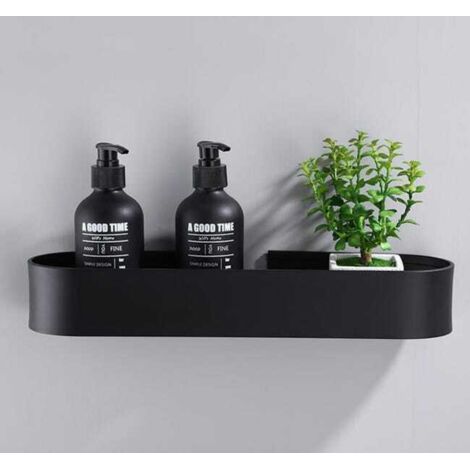 Estante para ducha (aluminio negro) - No requiere perforación - Instalación con cinta adhesiva o adhesivo industrial de alta resistencia