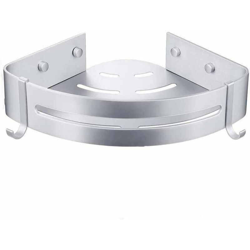 

Estante para ducha sin taladro aluminio con ganchos (nivel único) - Litzee