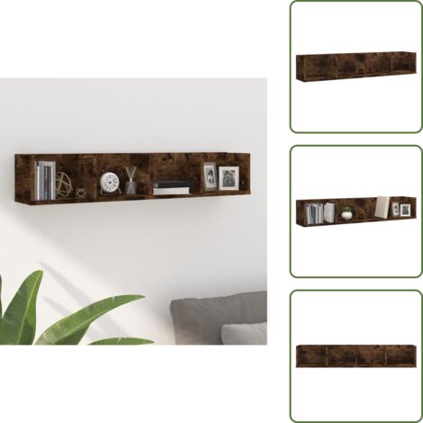 Estante para DVD - vidaXL Estante de pared para CD madera color roble ahumado 100x18x18cm - Estante decorativo