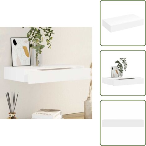 Estante para DVD - vidaXL Estante flotante pared con 1 cajón MDF blanco para libros/DVD - Estante decorativo