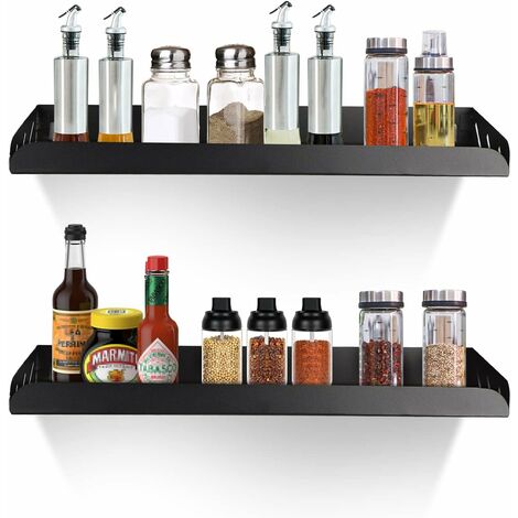 2x Especiero para Cocina Encimera, Organizador Especias, Estante de Almacenamiento  para especias 34x21x61cm Negro