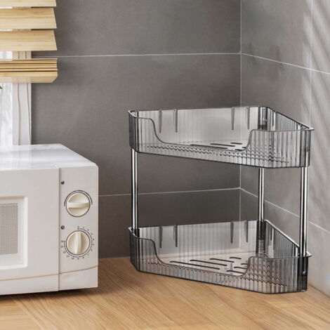 Estante para especias de dos niveles, estante de esquina para mostrador, estante de almacenamiento para oficina, estante vertical para especias, mostrador de cocina/oficina (negro, 13,5 x 10,31 pulgad