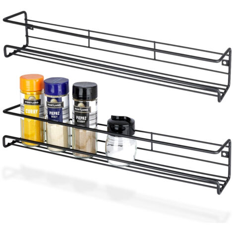Estante para especias de metal negro, 2 unidades.