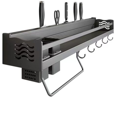 Estante para especias de pared sin necesidad de taladrar – 6 ganchos extraíbles – Dimensiones 14 x 40 cm – Almacenamiento optimizado en la cocina