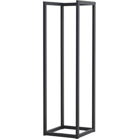 Estante para leña para uso en interiores y exteriores soporte para leña de diseño soporte para almacenamiento de leña de acero 35 x 35 x 120 cm negro 030006291