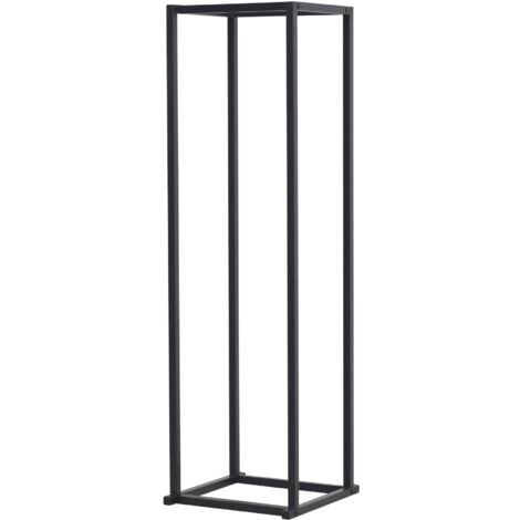 Estante para leña para uso en interiores y exteriores soporte para leña de diseño soporte para almacenamiento de leña de acero 35 x 35 x 120 cm negro 030006292