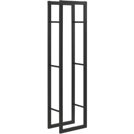 Estante para leña para uso en interiores y exteriores soporte para leña de diseño soporte para almacenamiento de leña de acero 40 x 25 x 150 cm negro 030006299