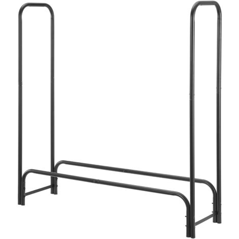 Estante para leña para uso en interiores y exteriores soporte para leña de diseño soporte para almacenamiento de leña para uso en interiores y exteriores 124 x 124 x 34,5 cm negro 030006288