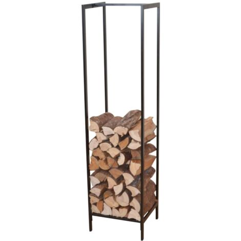 Estante para leña para uso interior/exterior soporte para leña de diseño soporte para almacenamiento de leña para interior/exterior 140 x 35 x 35 cm negro 030006289