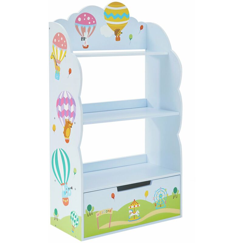 

Fantasy Fields - Estante para libros Hot Air Balloon, guardería, muebles de madera para niños, color pastel TD-13124A