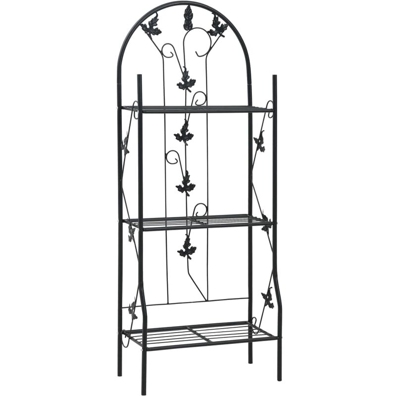 

vidaXL Estante para macetas 3 niveles hierro negro 52x28x128 cm - Negro