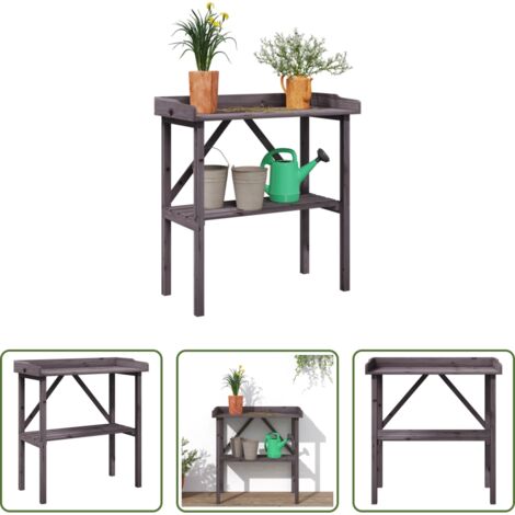 Estante para macetas -  Mesa para plantas con estante madera abeto gris 78x38x82,5 cm