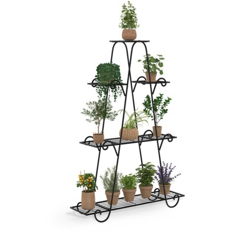 Supporto Per Piante 5 Livelli In Metallo Con Ganci A S – Mensola Trapezoidale Per Interni E Balcone - 6