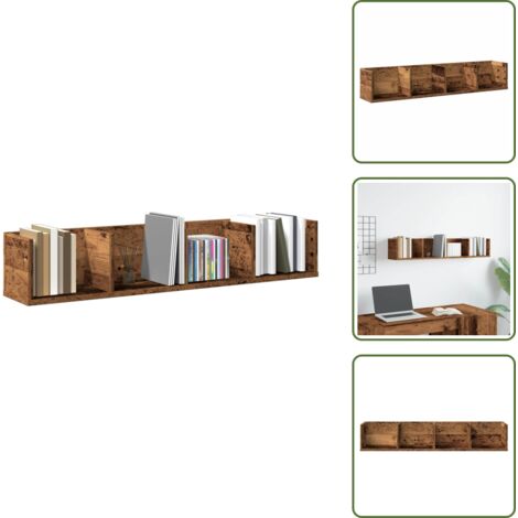 Estante para música - vidaXL Estante pared para CD madera ingeniería envejecida 100x18x18 cm - Estante para DVD