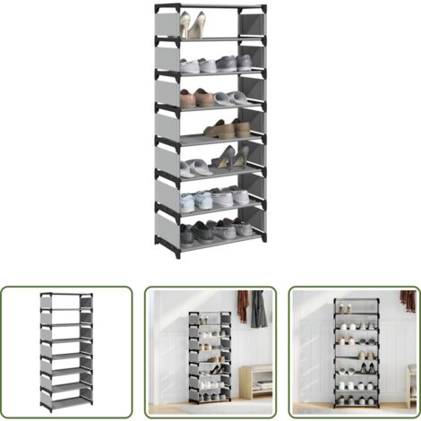 Estante para zapatos - Zapatero 8 niveles gris 54x28x124 cm tejido no tejido